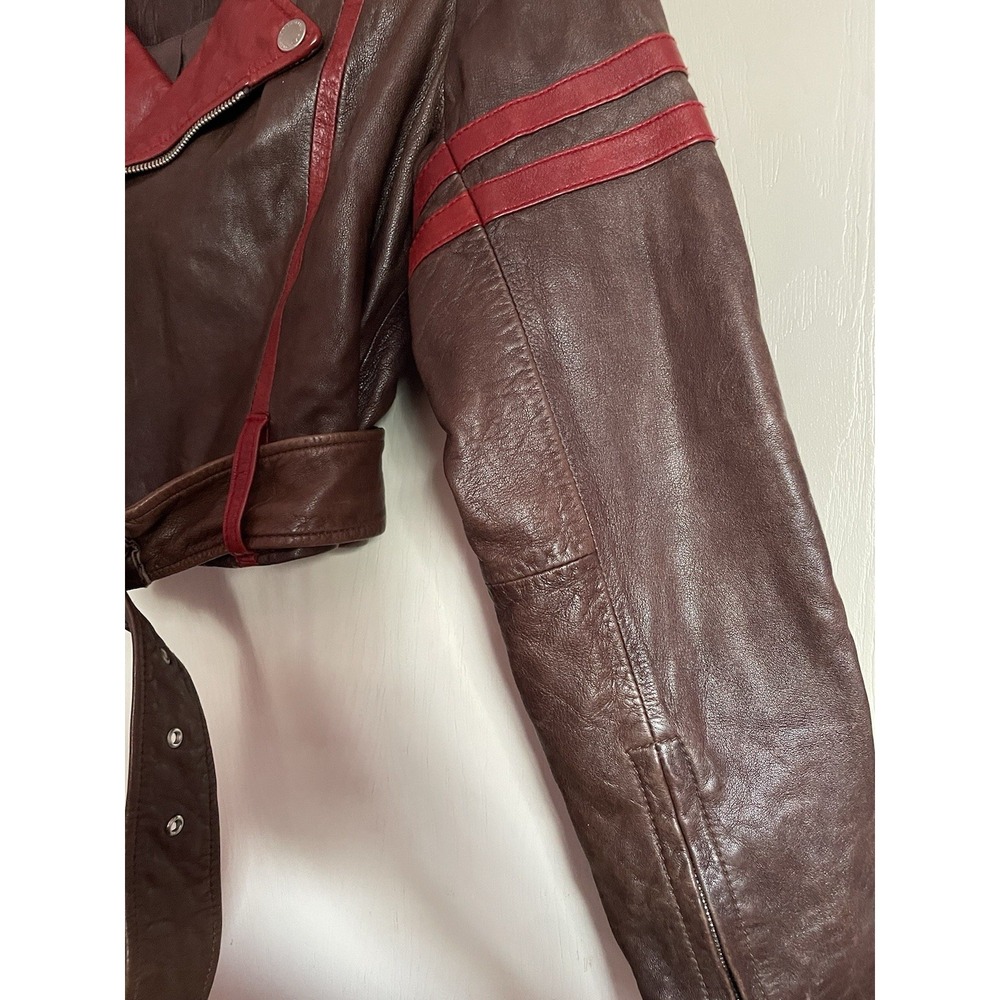 Jean Paul Gaultier Brown and Red Leather Jacket - Picture 5 of 8
